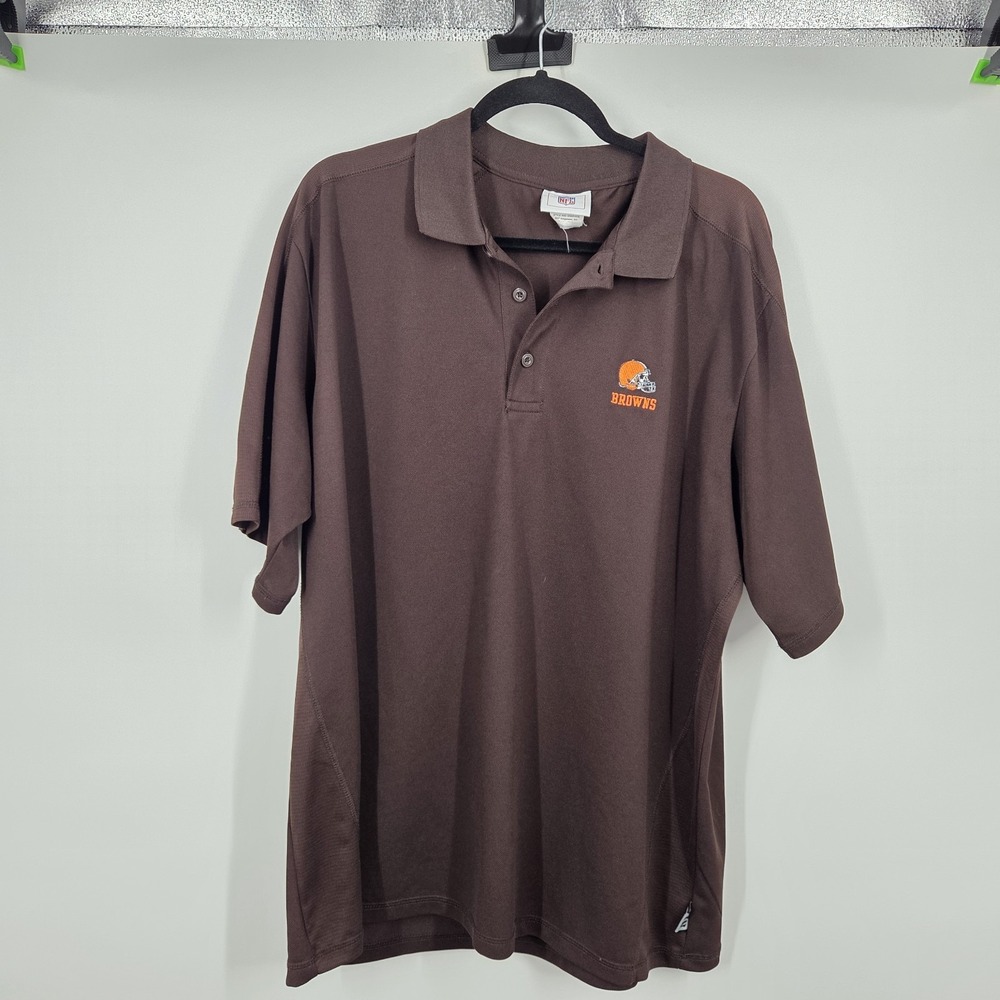 Cleveland Browns NFL Team Apparel Reebok Brown Polo Shirt size Men's XL